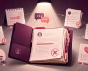 Termination file under review with medical practice, calendar, communication, and compliance icons.