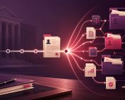 Legal timeline expanding from a payroll dispute into a broader retaliation case map with records and folders.