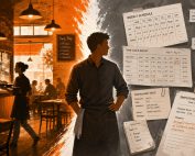 Small restaurant manager split between active service and employment claim records under review.