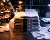 Restaurant records split between kitchen operations and legal review documents.