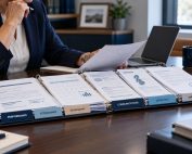 Employer reviewing organized performance, attendance, scheduling, communications, leave, and employment decision records.